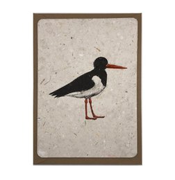 Poster featuring a silhouette of an oystercatcher bird against a textured background. Available in three sizes: M (A6), S (A7), and L (A5).
