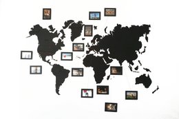Wooden world map, Wooden black wall world wall map