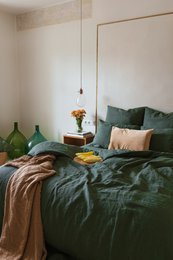 Forest Green Linen Duvet Cover