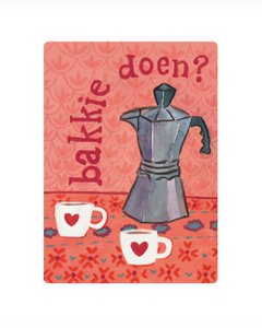 Duurzame Eco Kaart met Koffie pot | Bakkie Doen | Hippe Ansichtkaarten | Kleurige Kunst Wenskaarten voor volwassenen