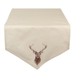 Table runner 50x160 cm beige brown cotton deer tablecloth
