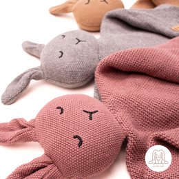 Snufie Hase Kuscheldecke | 100 % Baumwolle | Premium-Babydecke | extra weich 37x37cm | Grundstrick | Brauner heller Kaffee