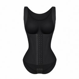 Shapewear 4-in-1 Waist Trainer Corset Shapewear - Buttoned Tummy Control High Waist with Padded Bra - Black