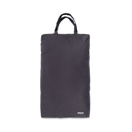 Dark gray rectangular storage bag with black handles, durable fabric material, tall vertical shape for food organization.