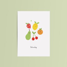  Colorful get well wish card with assorted fruits and vegetables, suitable for baby or child.