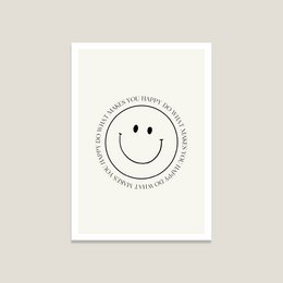 A simple postcard with a smiley face and a positive message, perfect for expressing love and happiness.