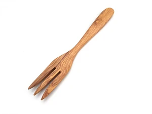 Serviergabel mit 3 Zacken flach 30 cm aus Olivenholz