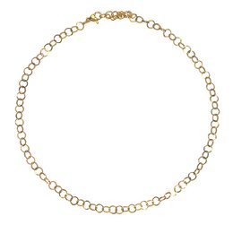  Gold round link chain necklace, delicate circular connector charm jewelry, elegant minimalist design.