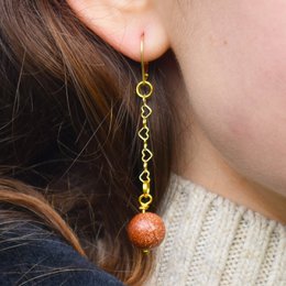 Jaspe de Amapola, Dálmata y Sésamo Pendientes de oro amarillo vermeil o de oro de 9k o 18k, Colección Bloom | por nlanlaVictory