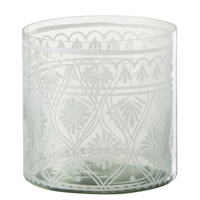 J-Line Laterne Pattern - Glas - transparent/weiß - klein
