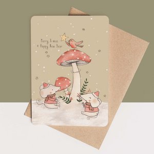 card + envelope - Mice around Mushroom
