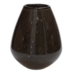  Tall, grey ceramic vase with a smooth, glossy finish.