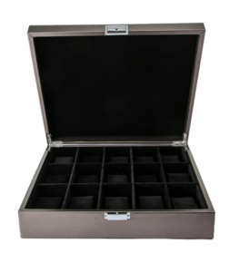 Uhrenbox Metallic Silber groß