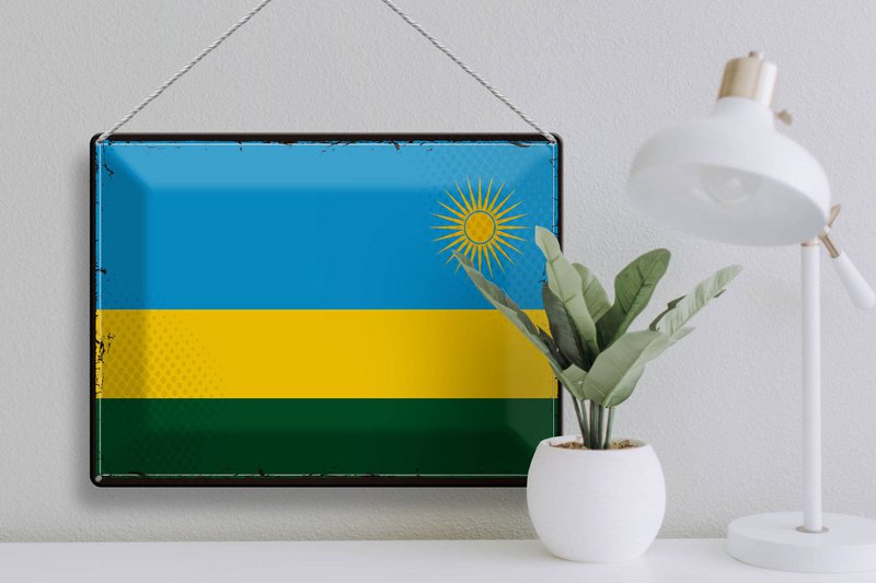 Tin Sign Flag Rwanda 40x30cm Retro Flag of Rwanda