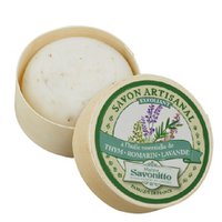Exfoliating soap with essential oils of Thyme-Rosemary-Lavandin in wooden box