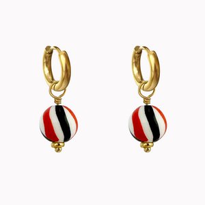 Earrings with striped bead