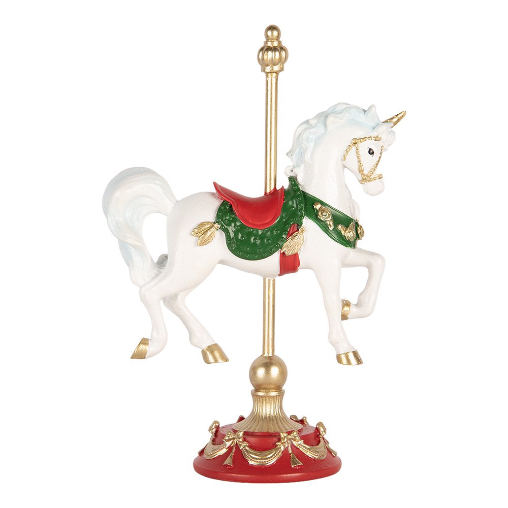 Kerstdecoratie Beeld Hobbelpaard 16x8x22 cm Wit Kunststof