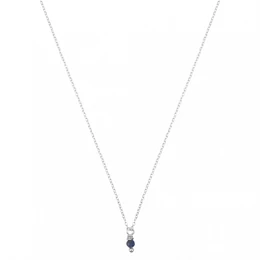 Virgo zodiac sign gemstone necklace, a delicate silver chain with a pendant featuring the Virgo constellation in a starry night sky design.