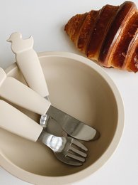 Silicone Stainless Steel Cutlery Set - Oyster Beige