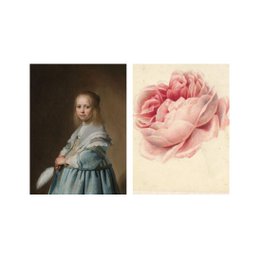 Postkartencollage Museumssammlung - Mädchen mit Rose