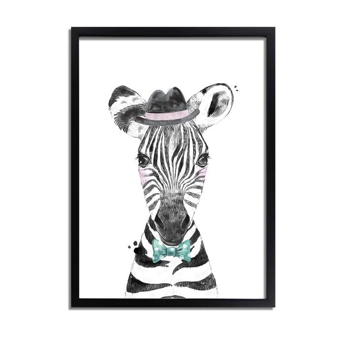 Zebra Kinderkamerposter Hoedje