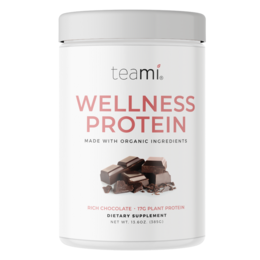 Organic plant-based wellness chocolate protein powder with 17g of protein per serving. Made with organic ingredients and no artificial sweeteners.