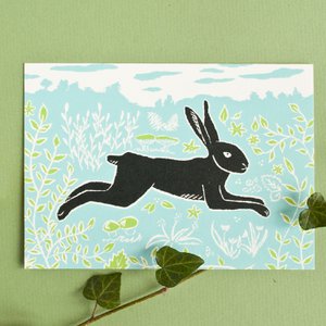 Postkarte | Hase türkis