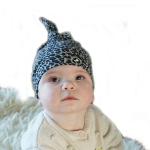 Baby hat Newborn with button panther gray / brown OK 4152