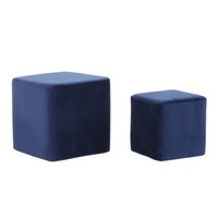 Set of 2 Pouf Velvet Cubic – Blue