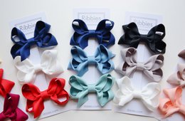Medium Looped Hair Bows - Navy, French Blue & Aqua - Set of 3