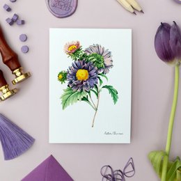 Lilac Pack - Handmade Postcards A6 with Envelope - Botanical Vintage