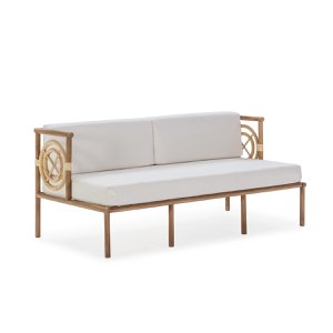 SOFA 152X76X65 TEAK WOOD/WHITE FABRIC TH2704700