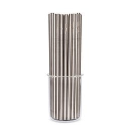 Straight silver metal drinking straws, 6mm diameter, 50-pack.