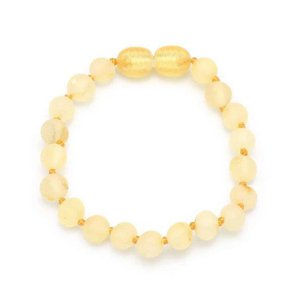 Baby/Child – Amber bracelet – round rough beads – 14cm - Lemon
