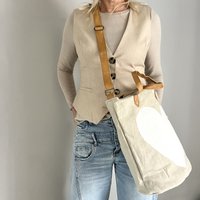 BucketBag heart white  (vintage light canvas) NEW