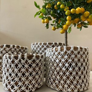 Mand Macrame; Set van 4 Stuks
