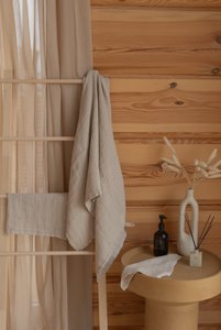 Beige linnen wafelhanddoek