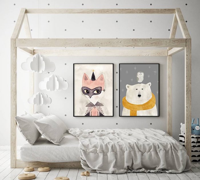 Kinderkamer poster beer + uil