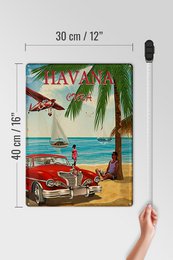 Tin Sign Havana 30x40cm Cuba Retro Holiday Palm Trees