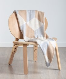 Soft, cozy throw blanket with geometric pattern in neutral colors. Made of high-quality materials for a comfortable and stylish addition to any living space.