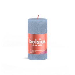 Bolsius Rustic Candle 100/50 mm Sky Blue, a pillar candle with a sky blue color and a rustic design.