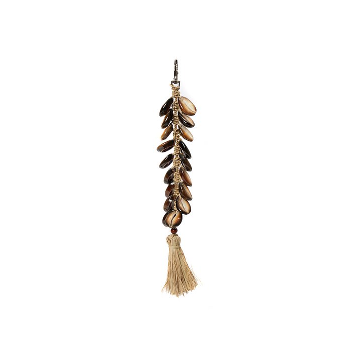 De Raffia Fishbone Keychain - Natural White