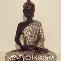 Thai seated Buddha black-silver