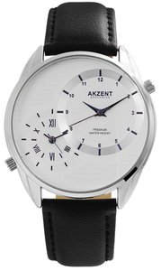 AKZENT EXCLUSIVE men's watch with imitation leather strap