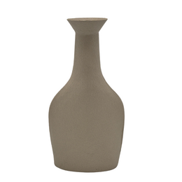 Tall, cylindrical gray ceramic vase with a tapered neck and wide base.