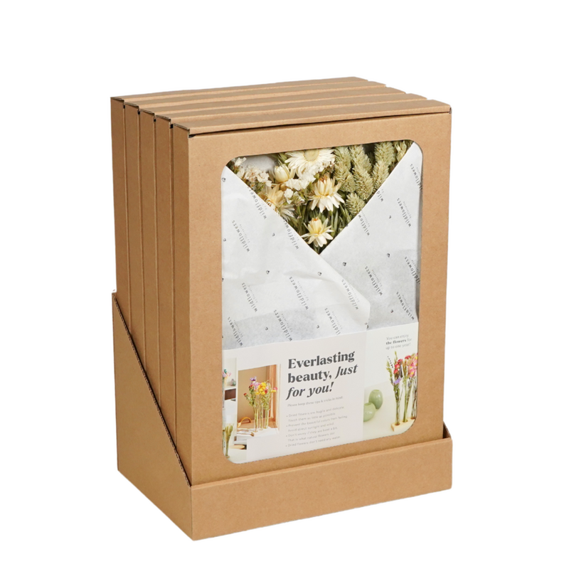 Giftbox - Dried Flowers in Letterbox - With Vases - Natural