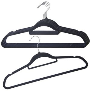 Kleiderbügel Velvet Schwarz rotieren 45 x 23,5 cm 5 Stcs