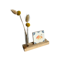 Houten TEGELHOUDER met proefbuisje