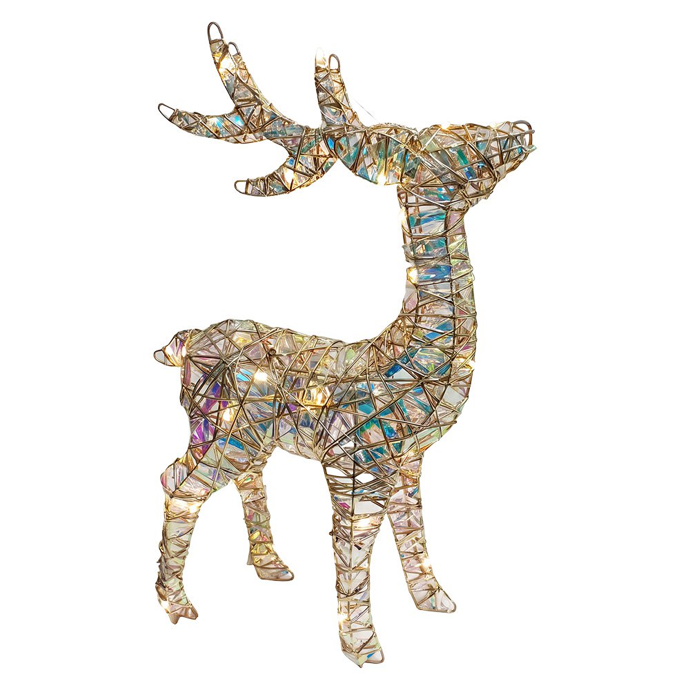Kerstdecoratie met LED-verlichting Hert 34x13x53 cm / 3xAA Goudkleurig Metaal