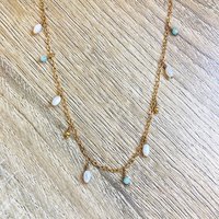 Serena mother-of-pearl Amazonite tassel necklace